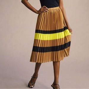 Maeve by Anthropologie Pleated Stripe Midi Skirt XL